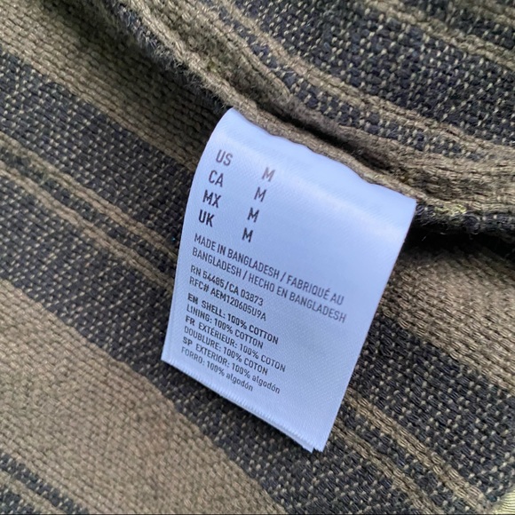 AEO Military Style Field Jacket Mens Medium Olive Green Cotton Blanket Lined - Picture 7 of 9